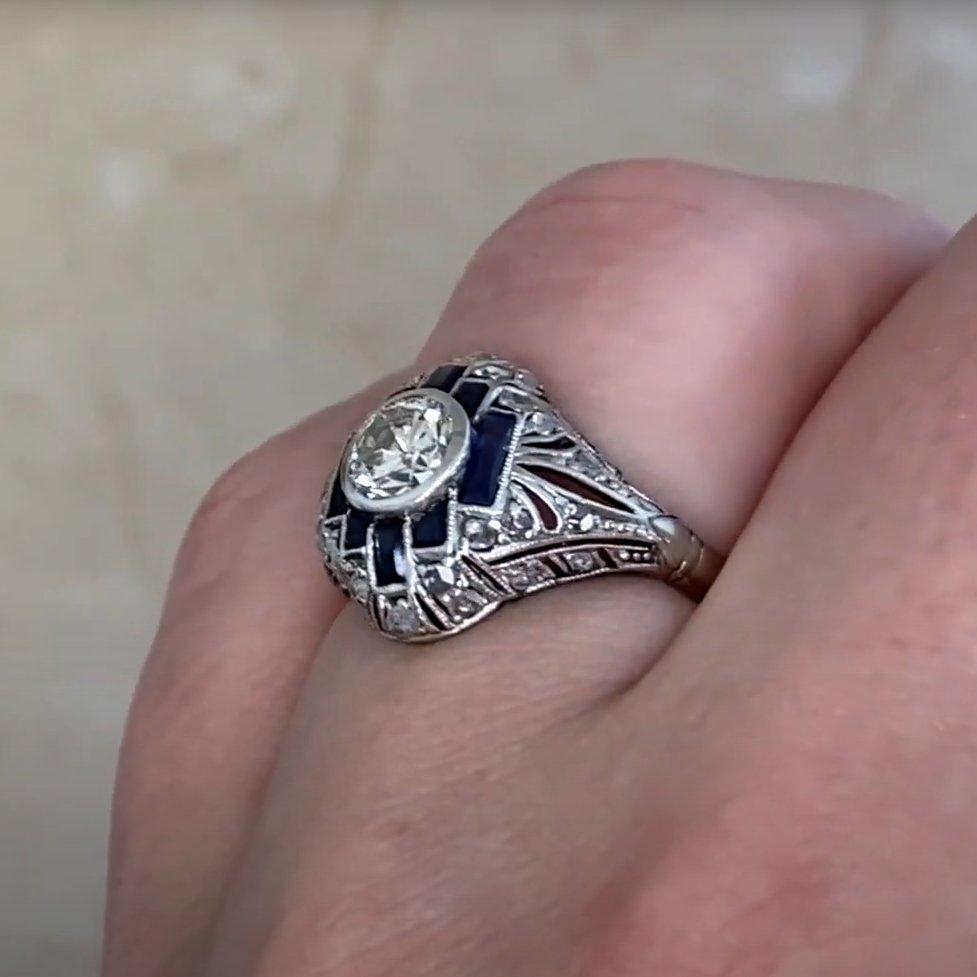 Old European Cut Antique Old European Diamond Dome Ring (Approx. 0.40-Carats), Platinum For Sale