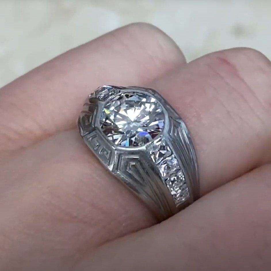 Donna Anello di fidanzamento con diamante antico europeo (circa 2 carati), platino in vendita