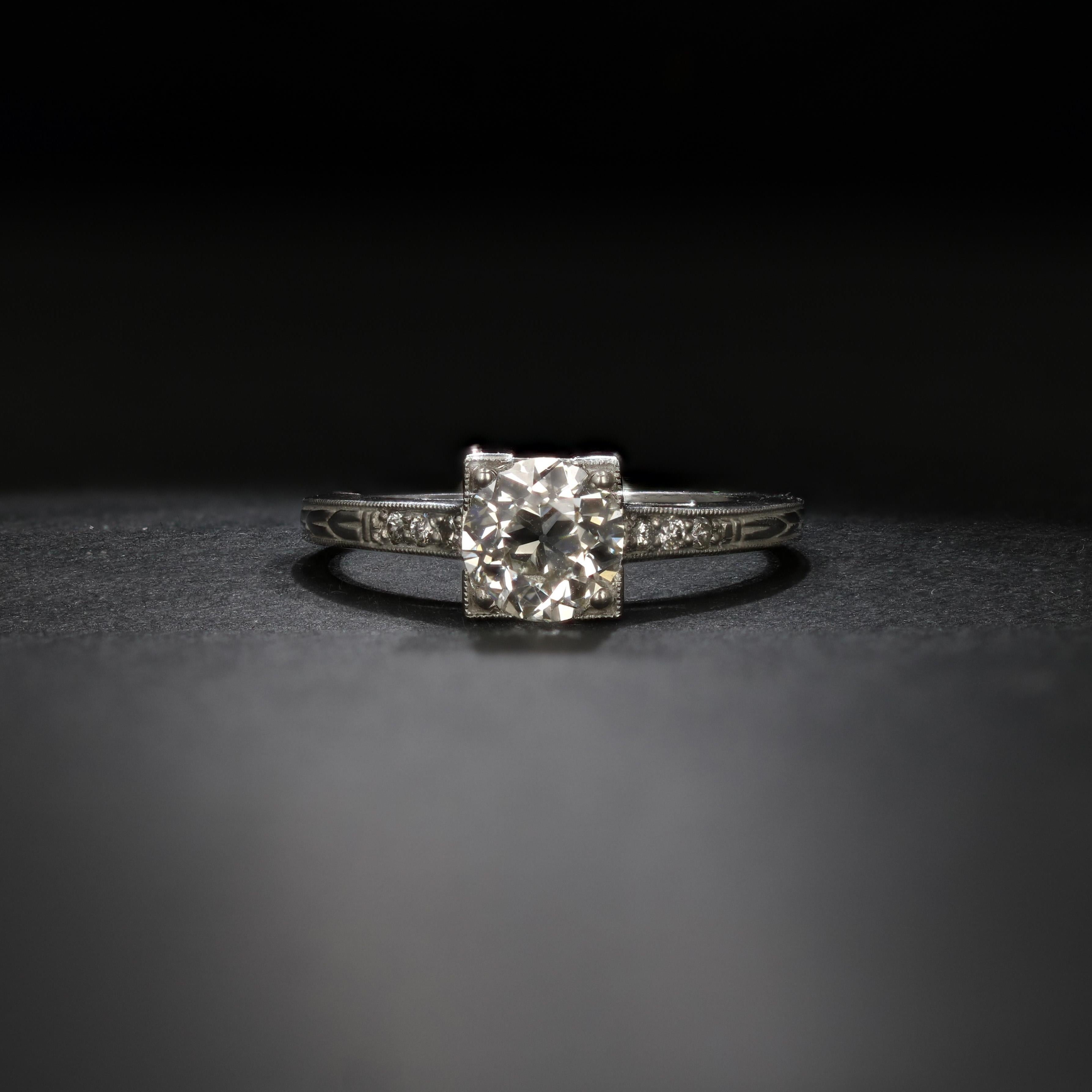 Antique Old European Diamond Engagement Ring In Good Condition For Sale In NEW ORLEANS, LA