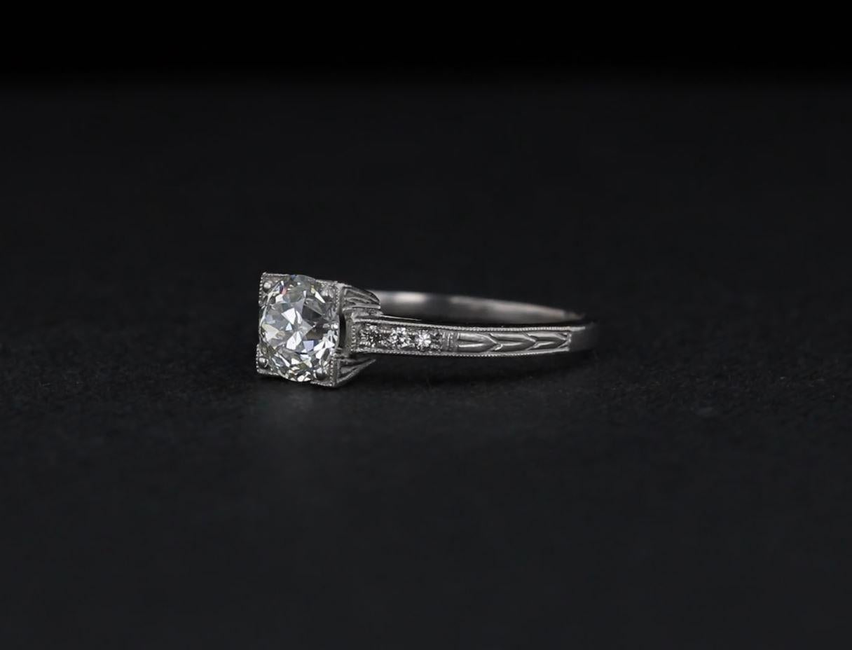 Women's Antique Old European Diamond Engagement Ring For Sale