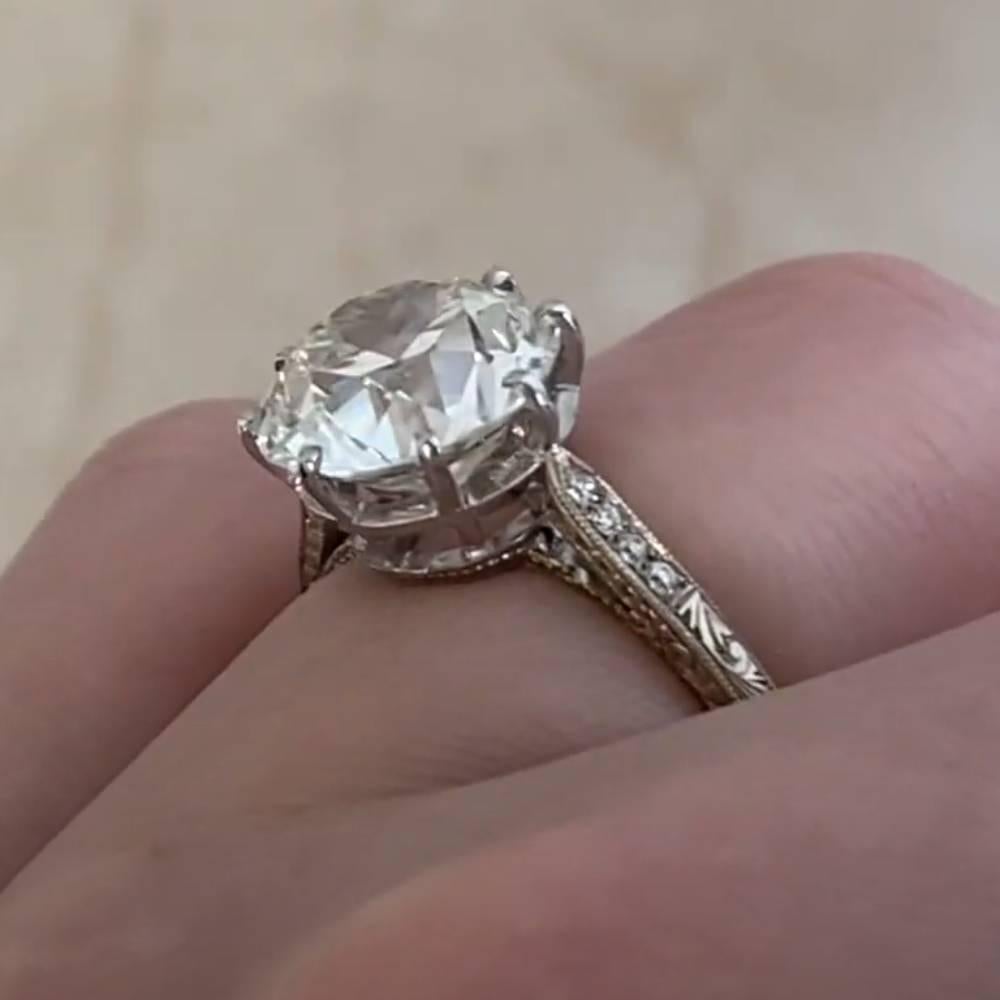 Old European Cut Antique Old European Diamond Engagement Ring  (GIA Approx. 4-Carats), Platinum For Sale