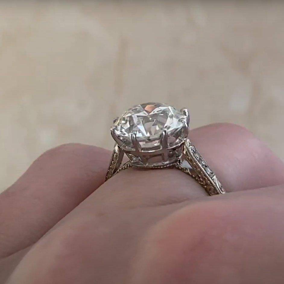 Bague de fiançailles européenne ancienne avec diamants  (GIA, environ 4 carats), platine Pour femmes en vente