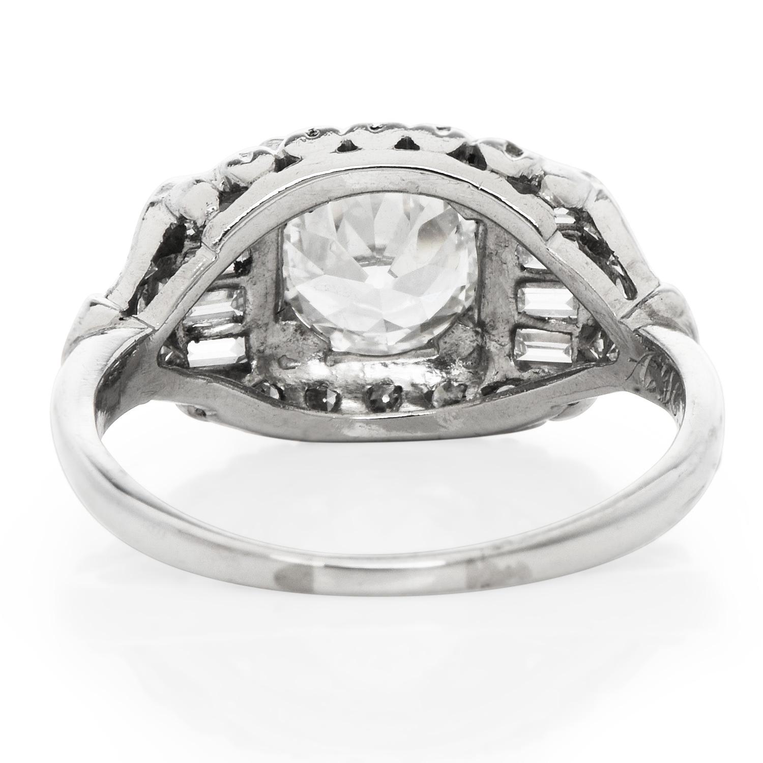 Women's Antique Old European Diamond Platinum Engagement Ring