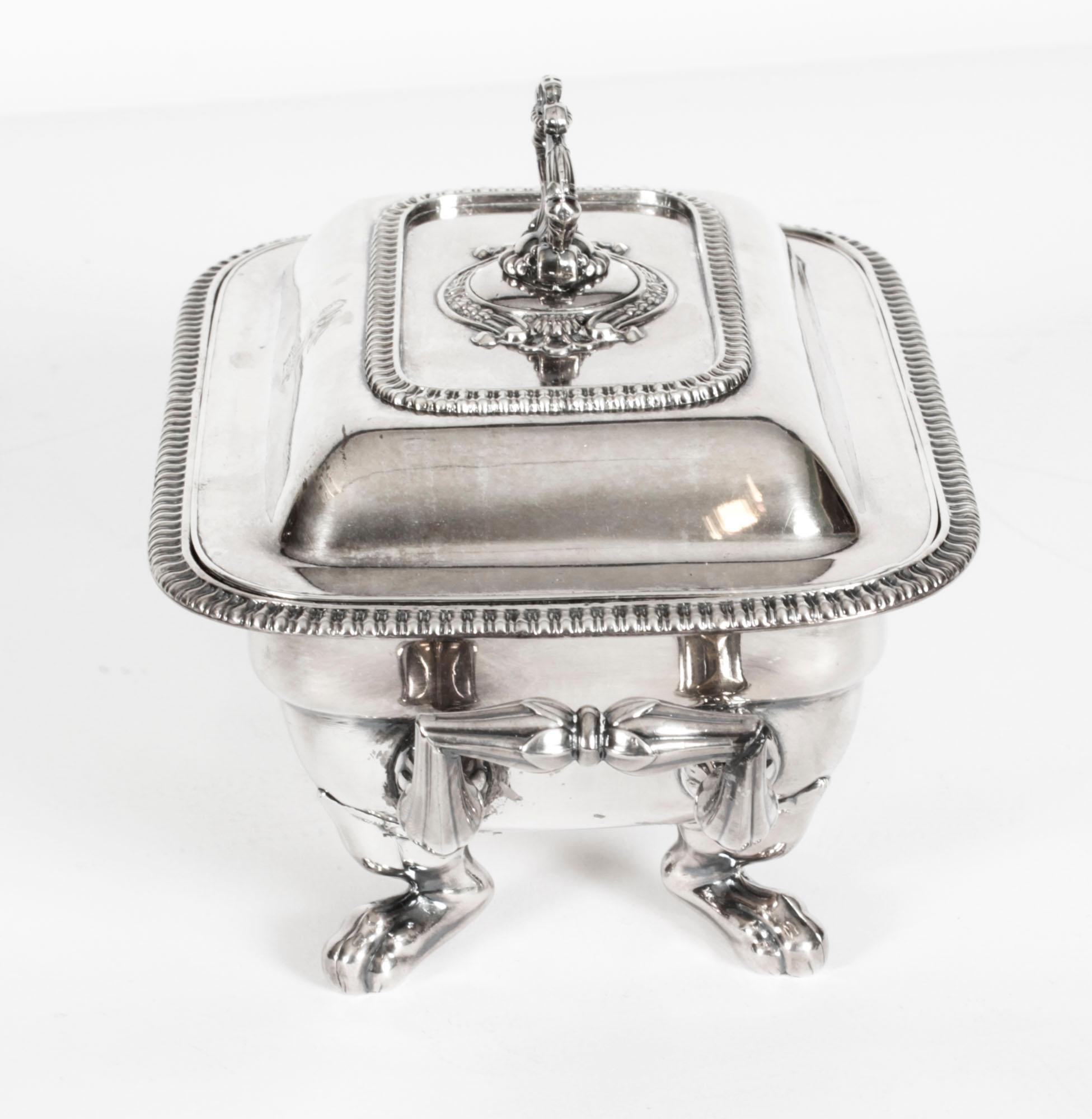 Ancien plat à beurre ancien en métal argenté George III de Sheffield, 19ème siècle en vente 3