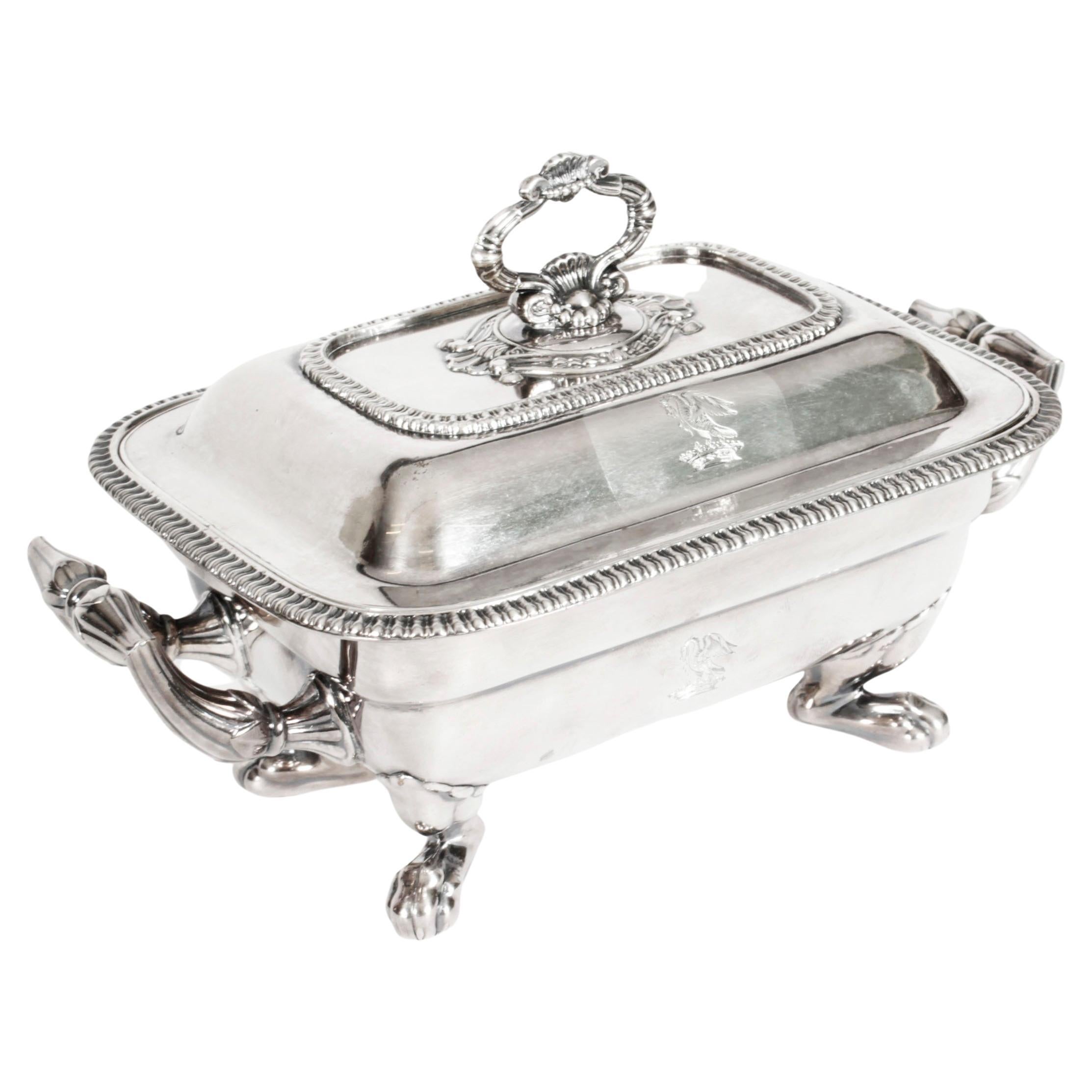 Antique Old George III Sheffield Silver Plated Butter Dish, 19th Century For Sale
