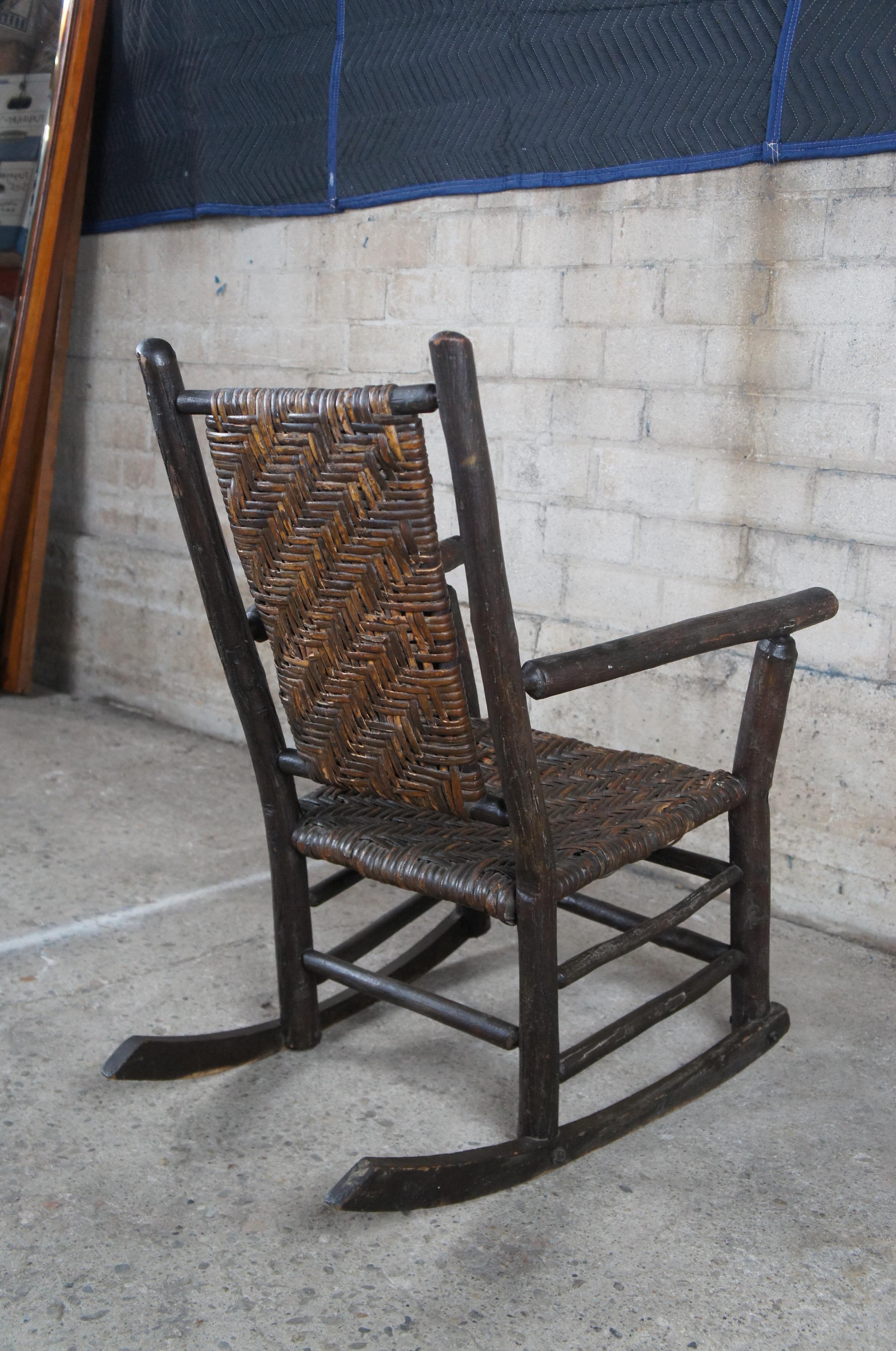 Mid-20th Century Antique Old Hickory Furniture Rocking Arm Chair No. 21 Rocker Adirondack Lodge For Sale