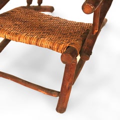 Ancienne chaise en forme de bâton rustique Adirondack en vieux pacanier, vers 1920
