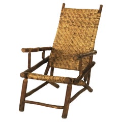 Antique Old Hickory Rustic Stick Form Adirondack Sling Chair C1920