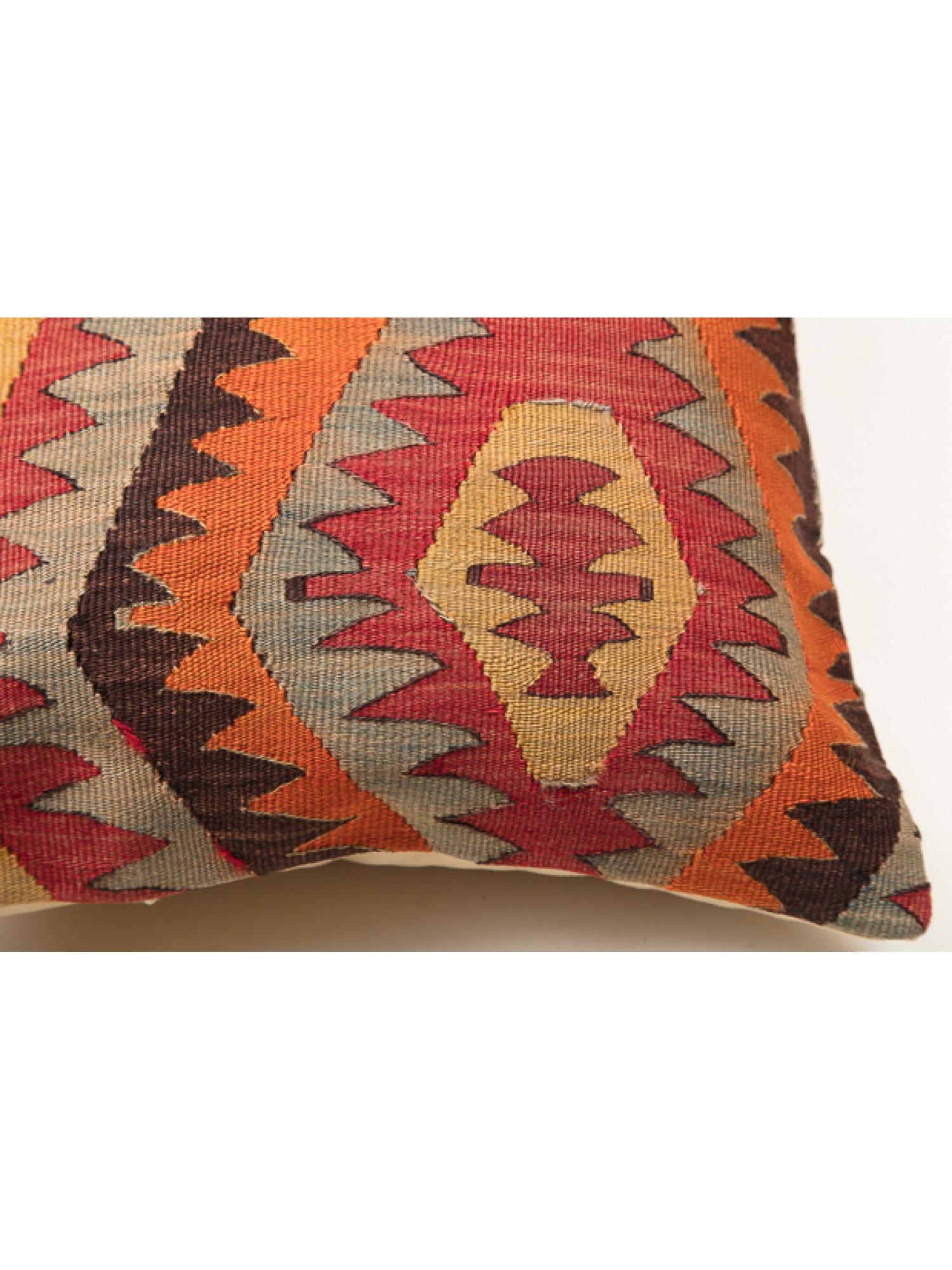 Antique & Old Kilim Cushion Cover, Anatolian Yastik Turkish Modern Pillow KC3034 In Good Condition For Sale In Tokyo, JP