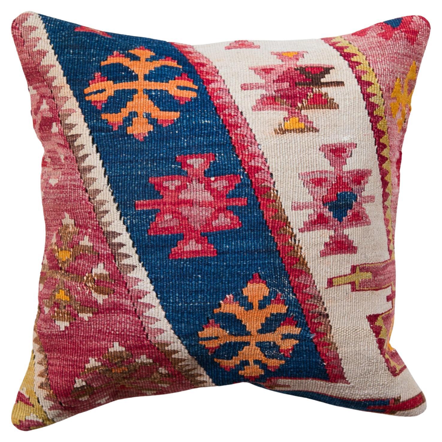 Antique & Old Kilim Cushion Cover, Anatolian Yastik Turkish Modern Pillow KC3476 For Sale