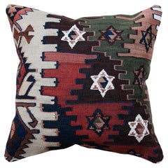 Coussin coussin Kilim antique et ancien, coussin moderne turc Yastik d'Anatolie KC3490