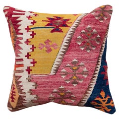 Antique & Old Kilim Cushion Cover, Anatolian Yastik Turkish Modern Pillow KC3500