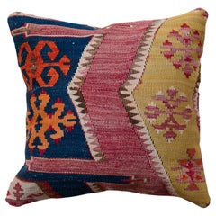 Antique & Old Kilim Cushion Cover, Anatolian Yastik Turkish Modern Pillow KC3515