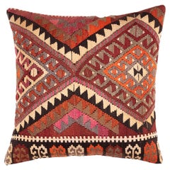 Antique & Old Kilim Cushion Cover, Anatolian Yastik Turkish Modern Pillow KC3534