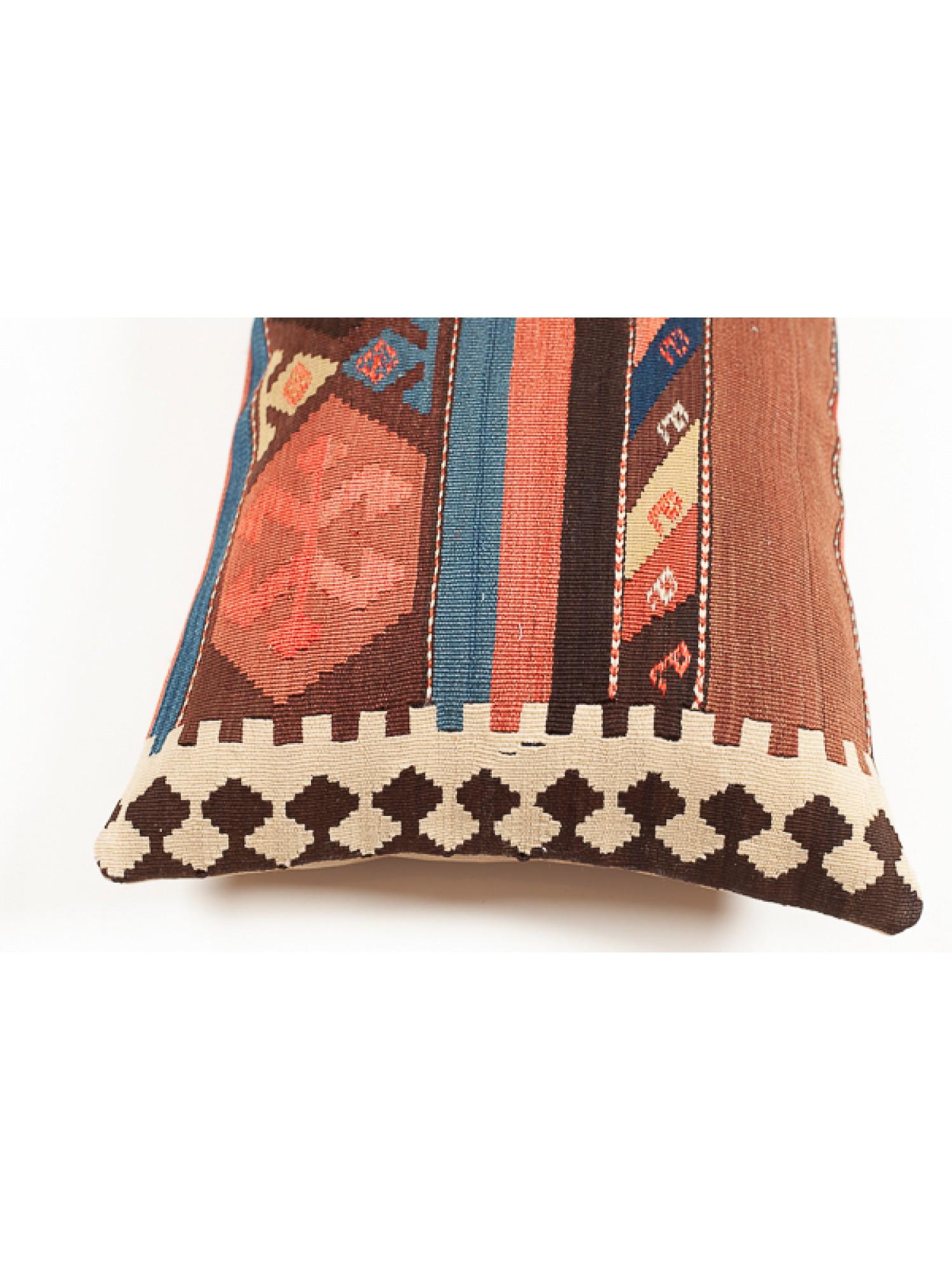 Hand-Woven Antique & Old Kilim Cushion Cover, Anatolian Yastik Turkish Modern Pillow KC3542 For Sale
