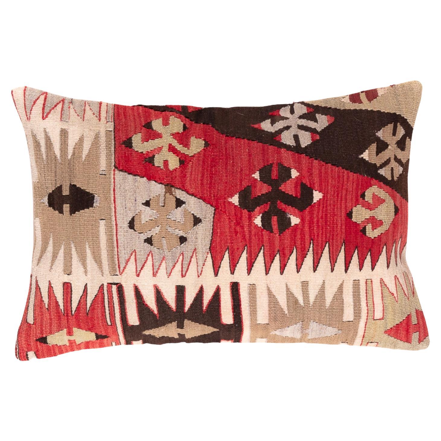 Antique & Old Kilim Cushion Cover, Anatolian Yastik Turkish Modern Pillow KC3544