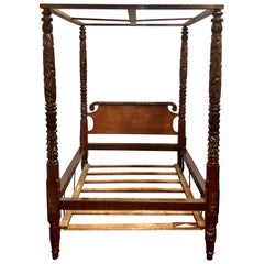 Antique Old Louisiana Heirloom Mahogany Tester Bed, circa 1860-1880