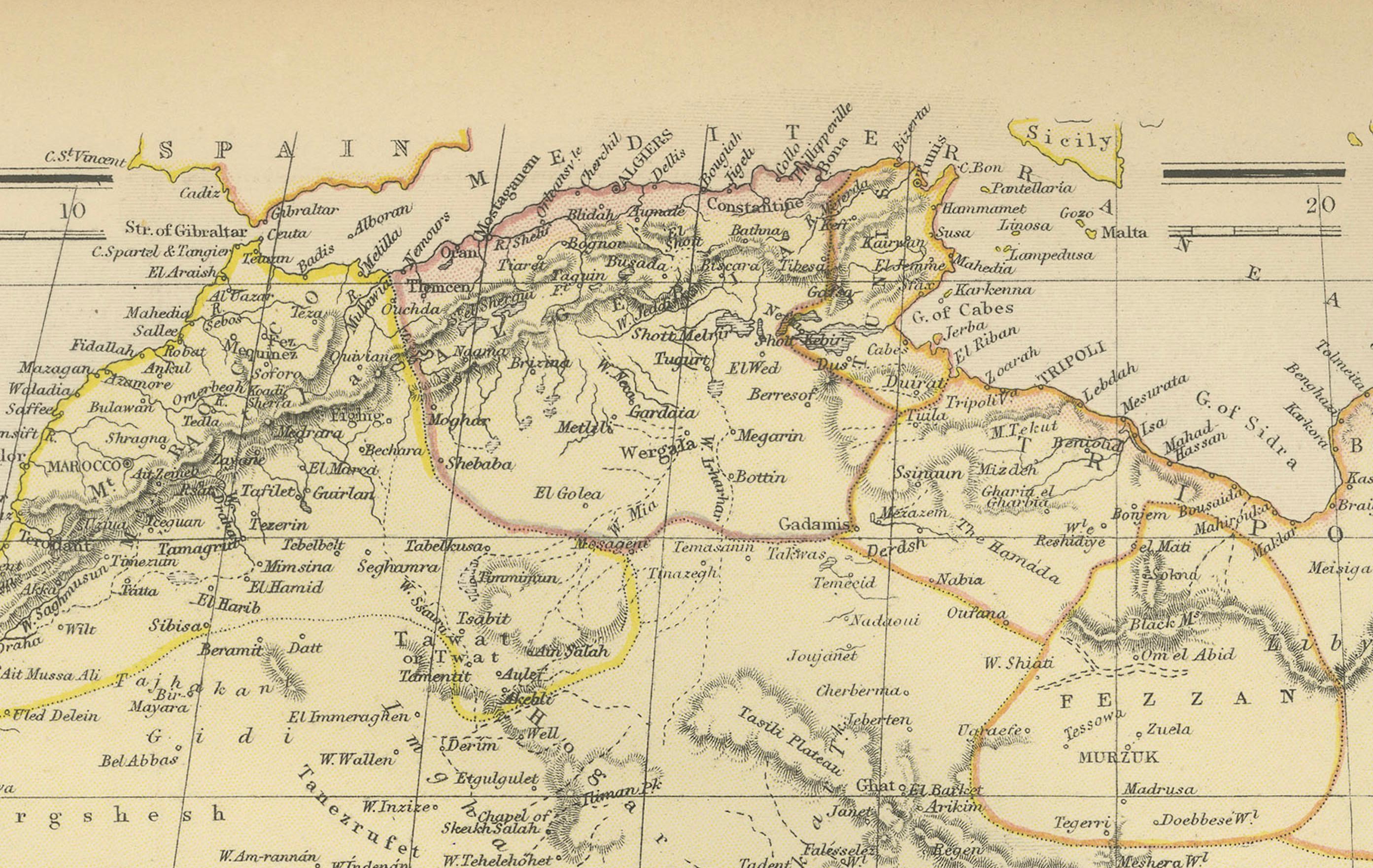 Antike alte Afrikanische Karte mit Intarsien von Mauritius, Reunion und Natal, 1882 (Spätes 19. Jahrhundert) im Angebot
