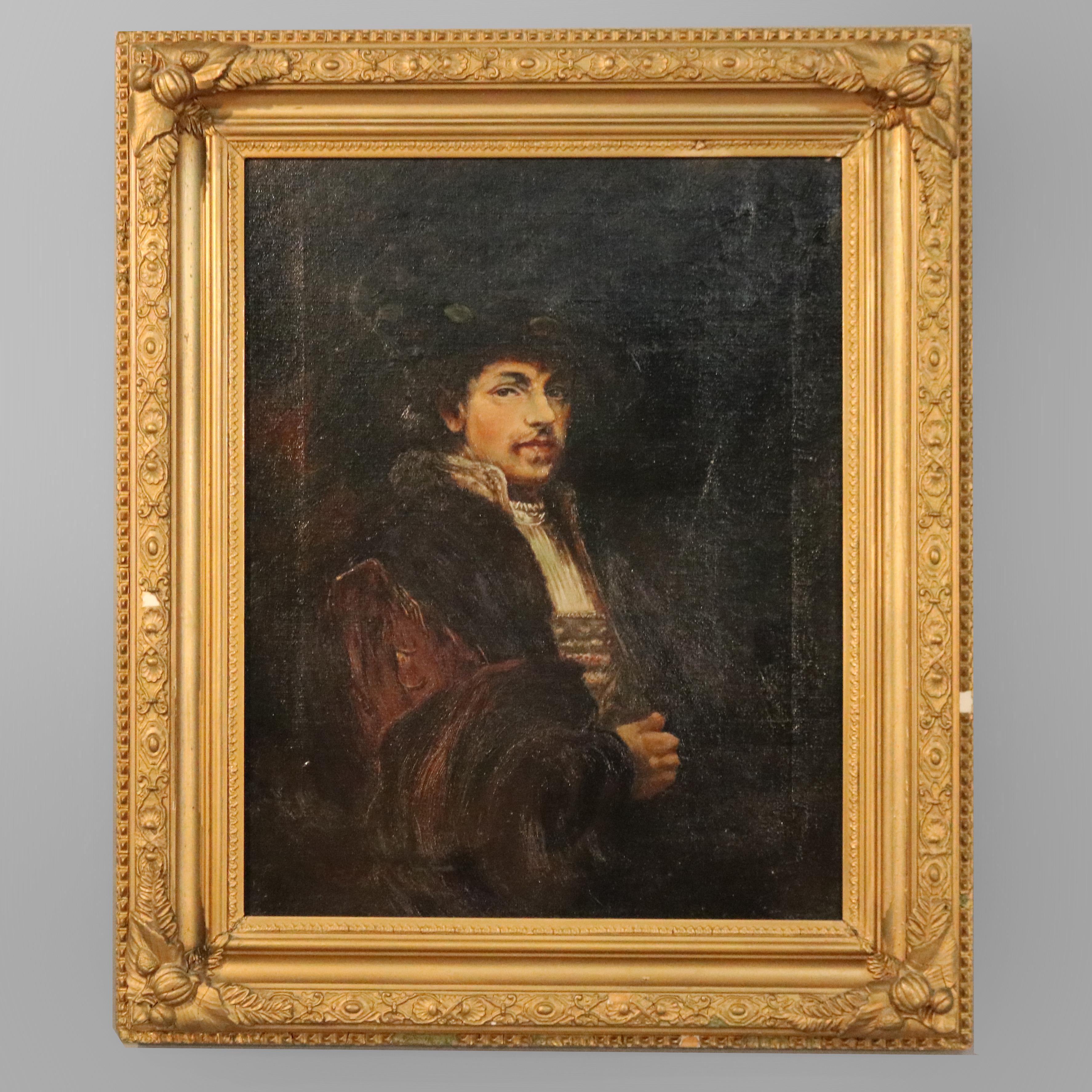 European Antique Old Master Copy Oil Painting, Portrait of a Spaniard, Late 19th C