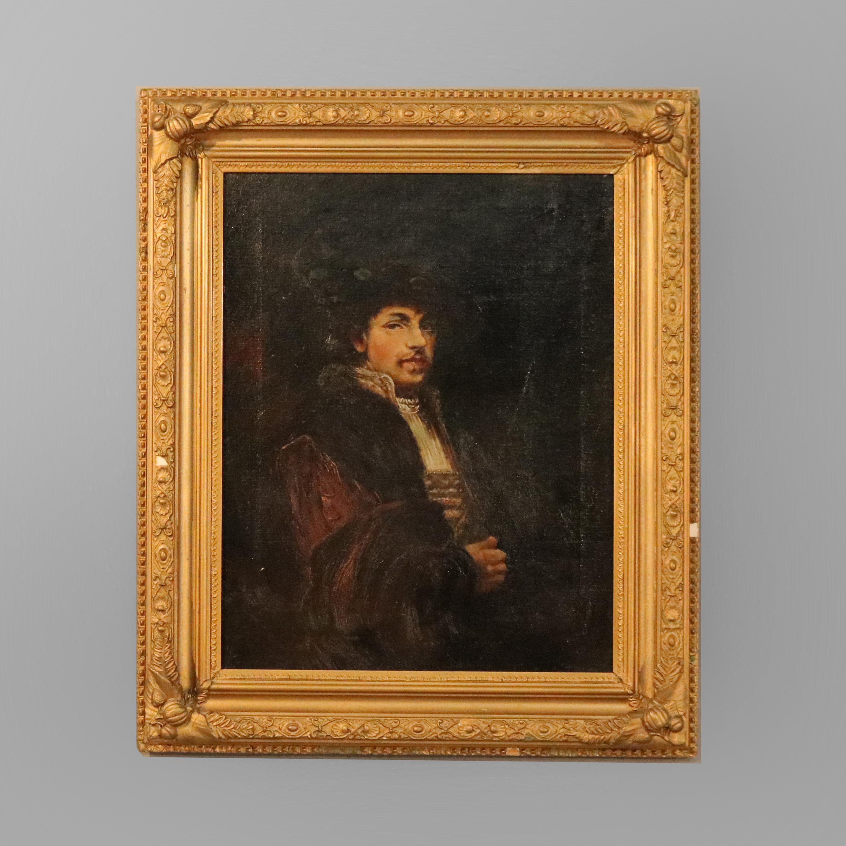 Hand-Painted Antique Old Master Copy Oil Painting, Portrait of a Spaniard, Late 19th C