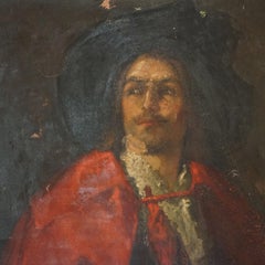 Antique Old Master Copy Oil Portrait Painting of a Spanish Conquistador 19thC