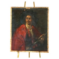 Antique Old Master Copy Oil Portrait Painting of a Spanish Conquistador 19thC