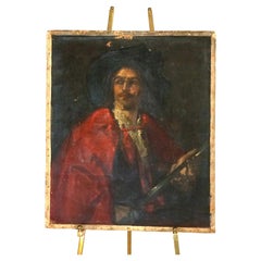 Antique Old Master Copy Oil Portrait Painting of a Spanish Conquistador 19thC