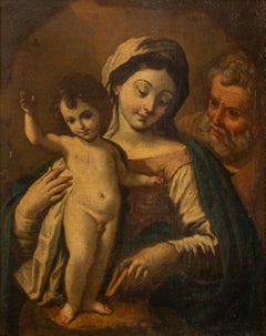 Antique Old Master Madonna & Child Oil on Canvas