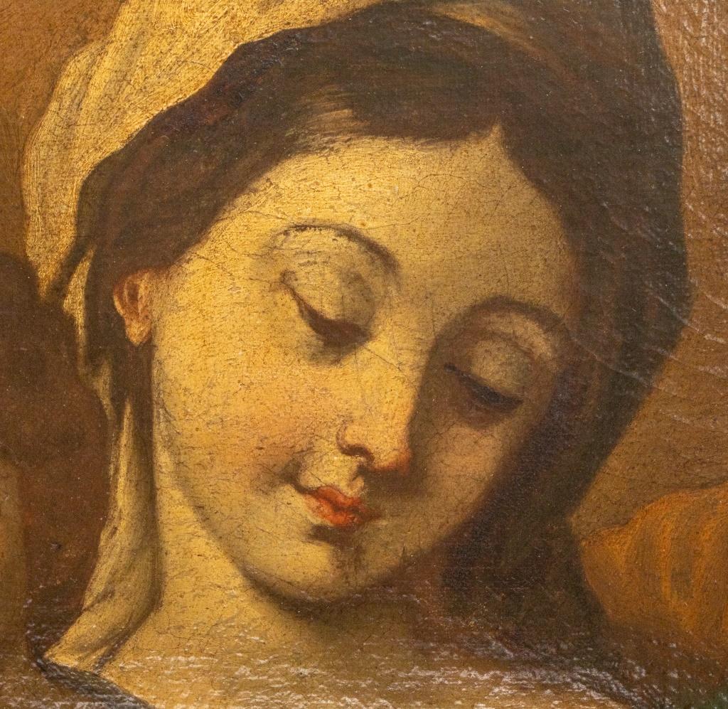 19th Century Antique Old Master Madonna & Child Oil on Canvas