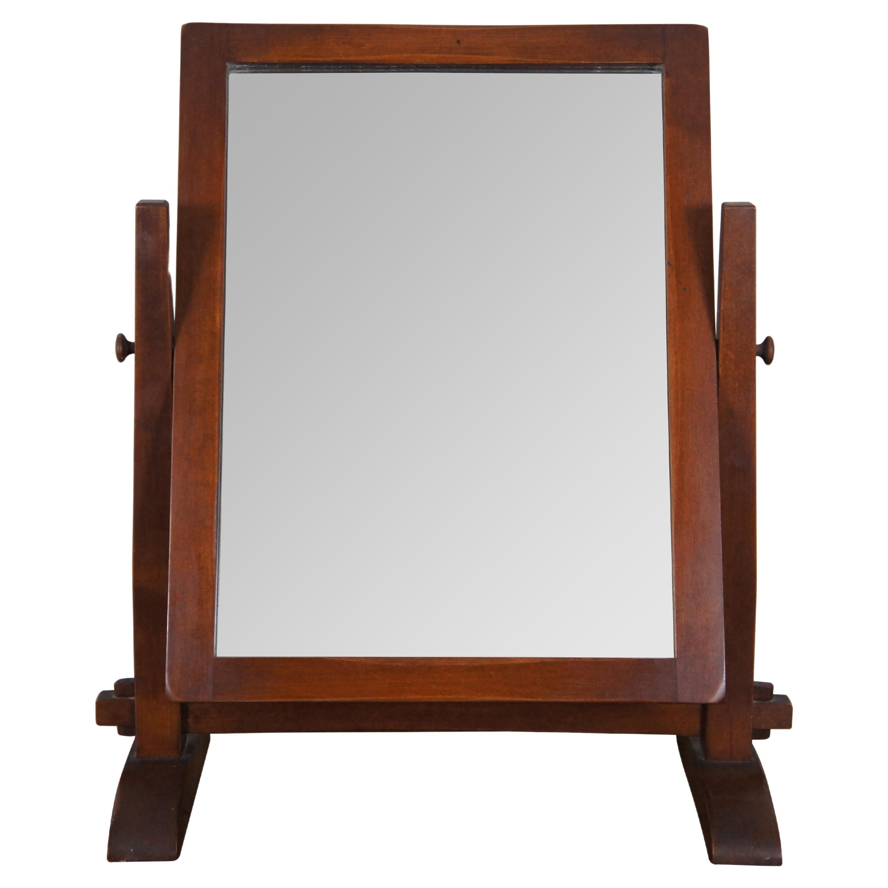 Antique Old Meeting House Maple Mission Style Shaving Vanity Mirror 21" For Sale