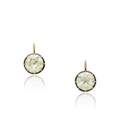Antique Old Mine Cut 20.16 Carats Diamond Earrings in Gold.