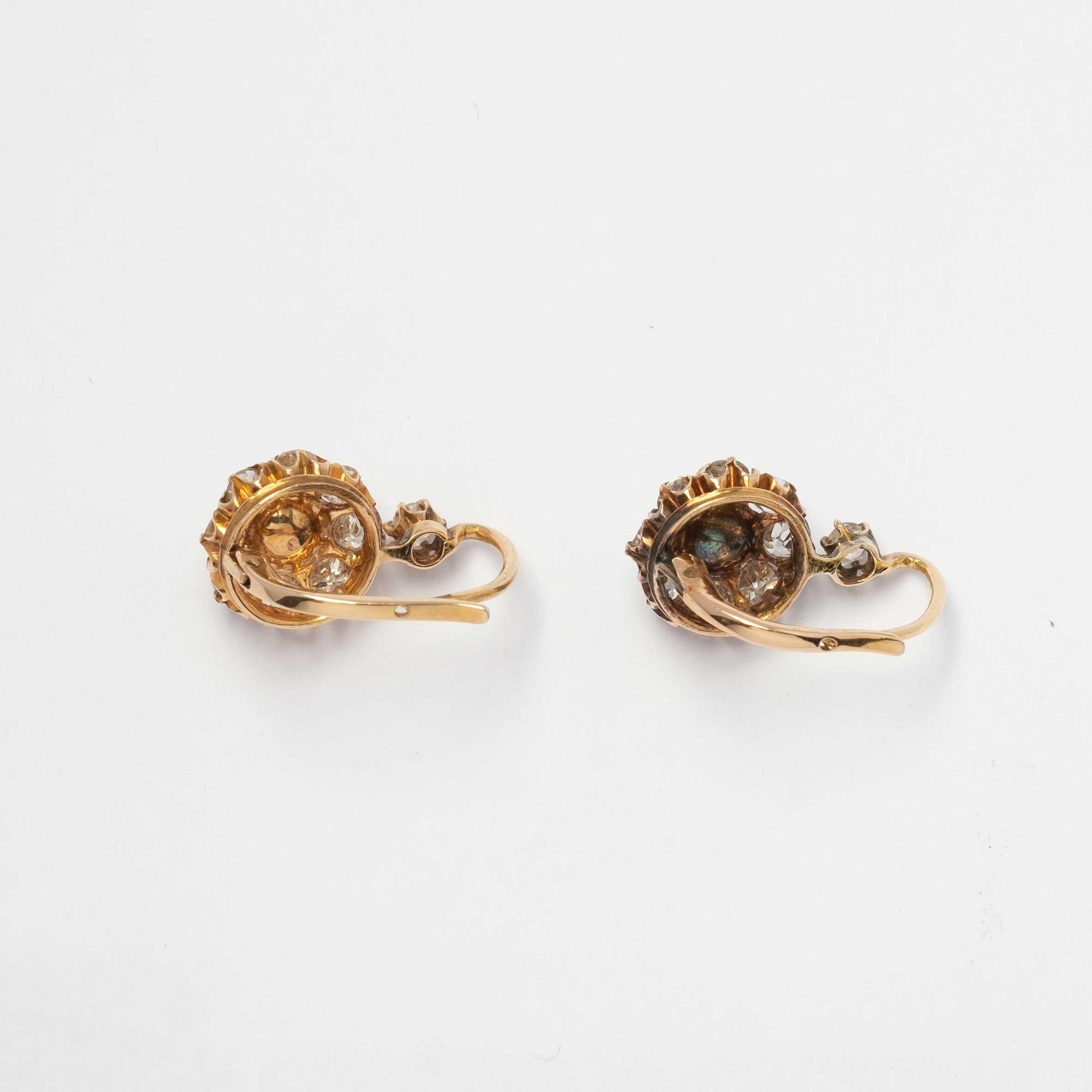 Boucles d'oreilles anciennes en diamant taillé à la mine et perles Bon état - En vente à Milano, MI