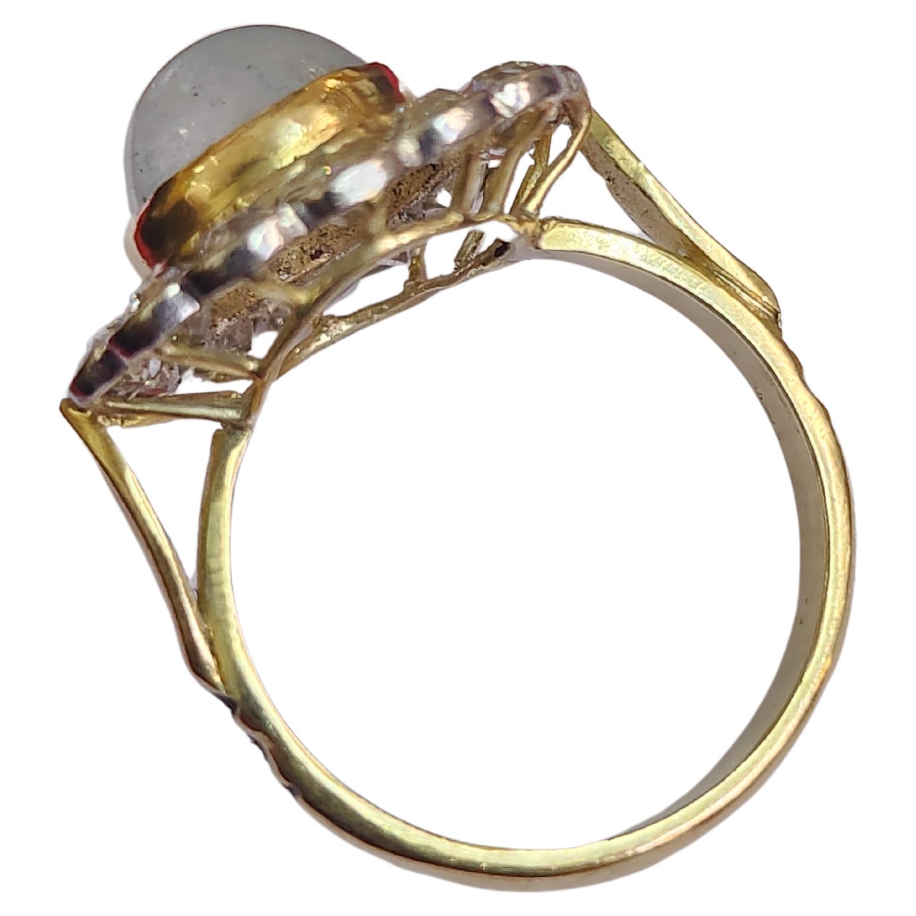 Antique Old Mine Cut Diamond Aquamarine Gold Ring For Sale 3