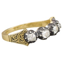 Anello a fascia con diamante antico taglio mine in stile georgiano