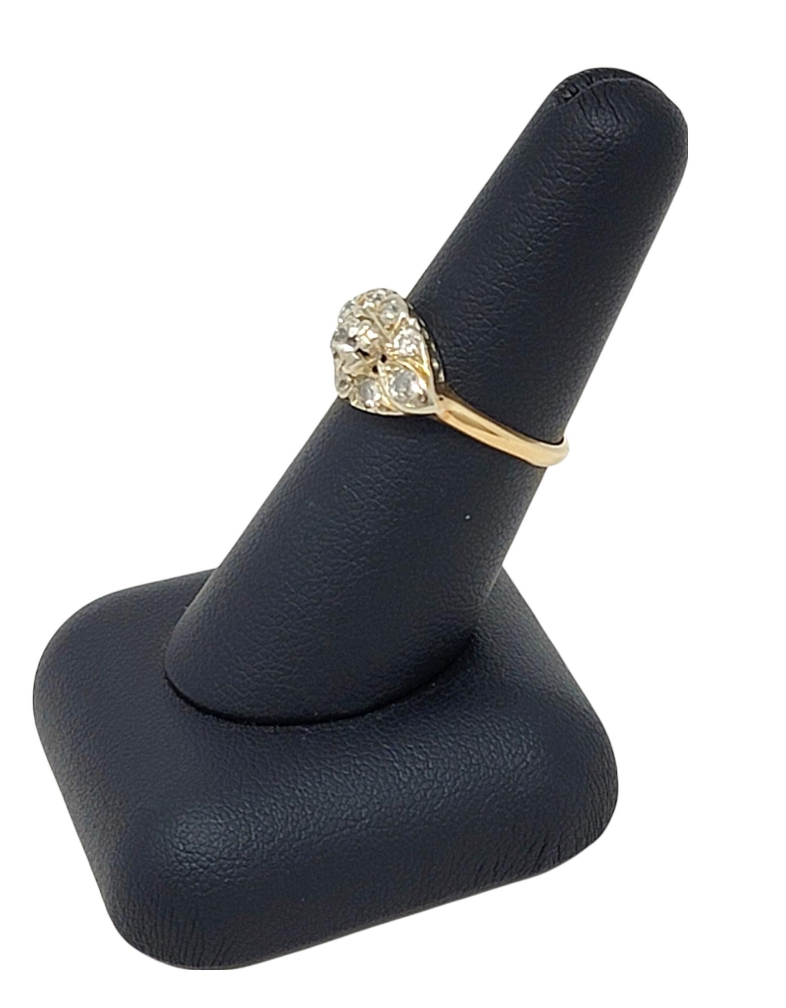 Antique Old Mine Cut Diamond Cluster Band Ring in 14 Karat Yellow Gold For Sale 4