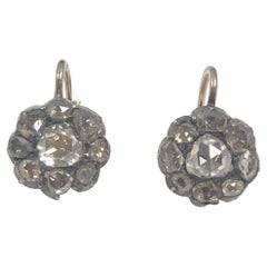 Antique Old Mine cut Diamond Cluster Earrings