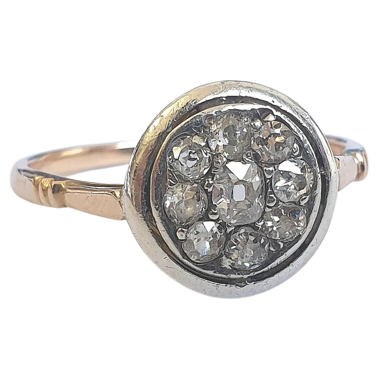 Antiker Diamant-Cluster-Ring aus Gold mit altem Minenschliff