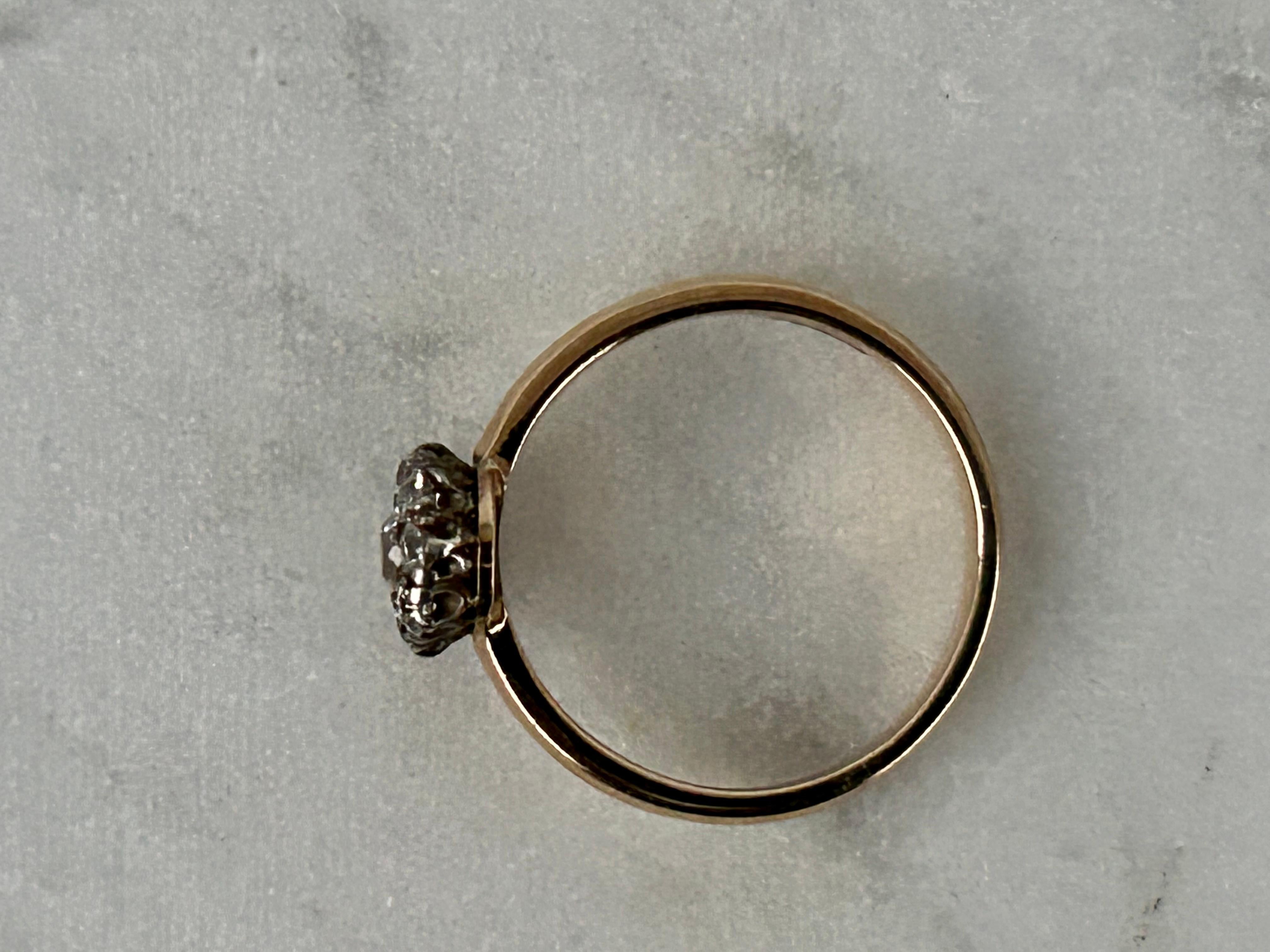 Antique Old Mine Cut Diamond Cluster Ring. Approx .65 Total Diamond Weight For Sale 2