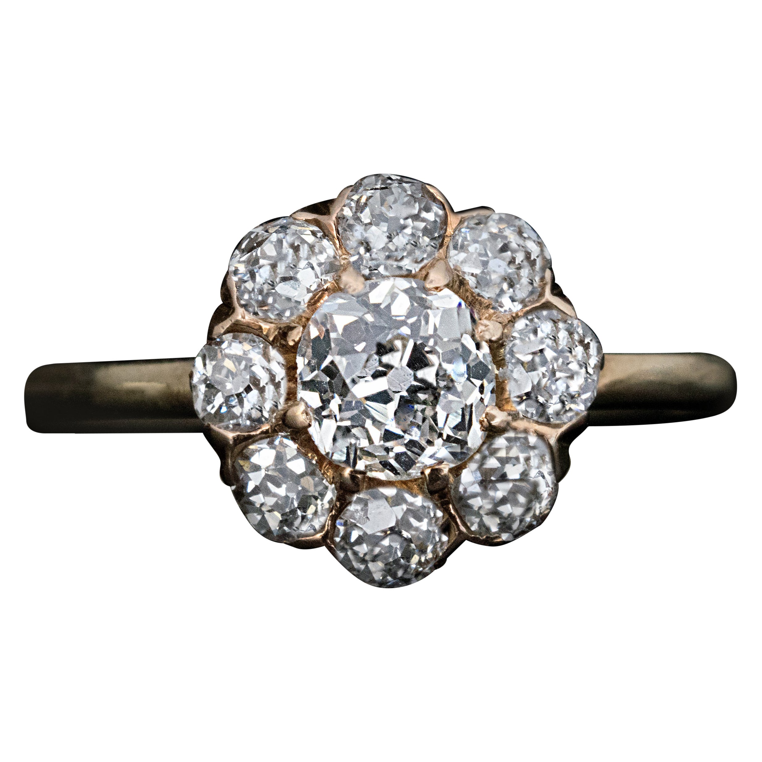 Antique Old Mine Cut Diamond Cluster Ring