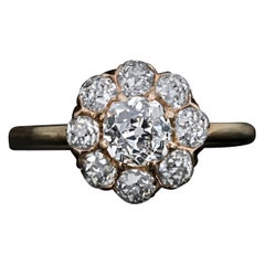 Antique Old Mine Cut Diamond Cluster Ring