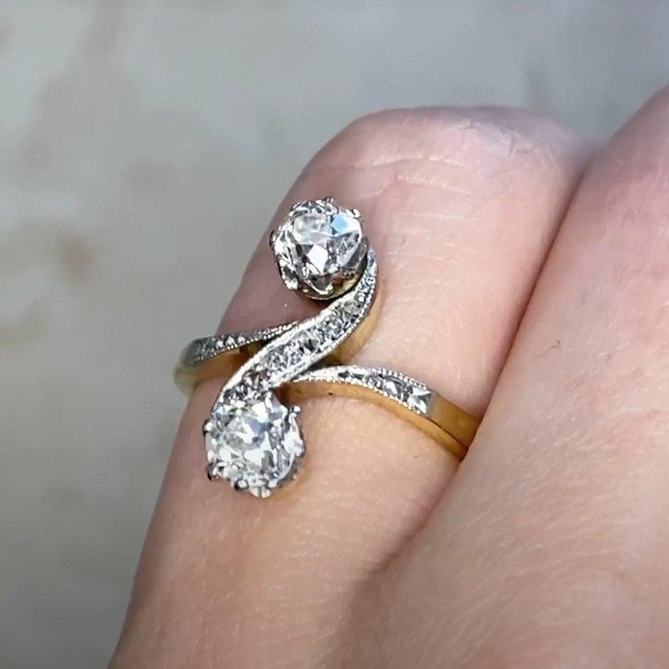 De las mujeres Anillo de compromiso de diamantes talla mina antigua (aprox. 0,8 quilates) Oro amarillo de 18k en venta