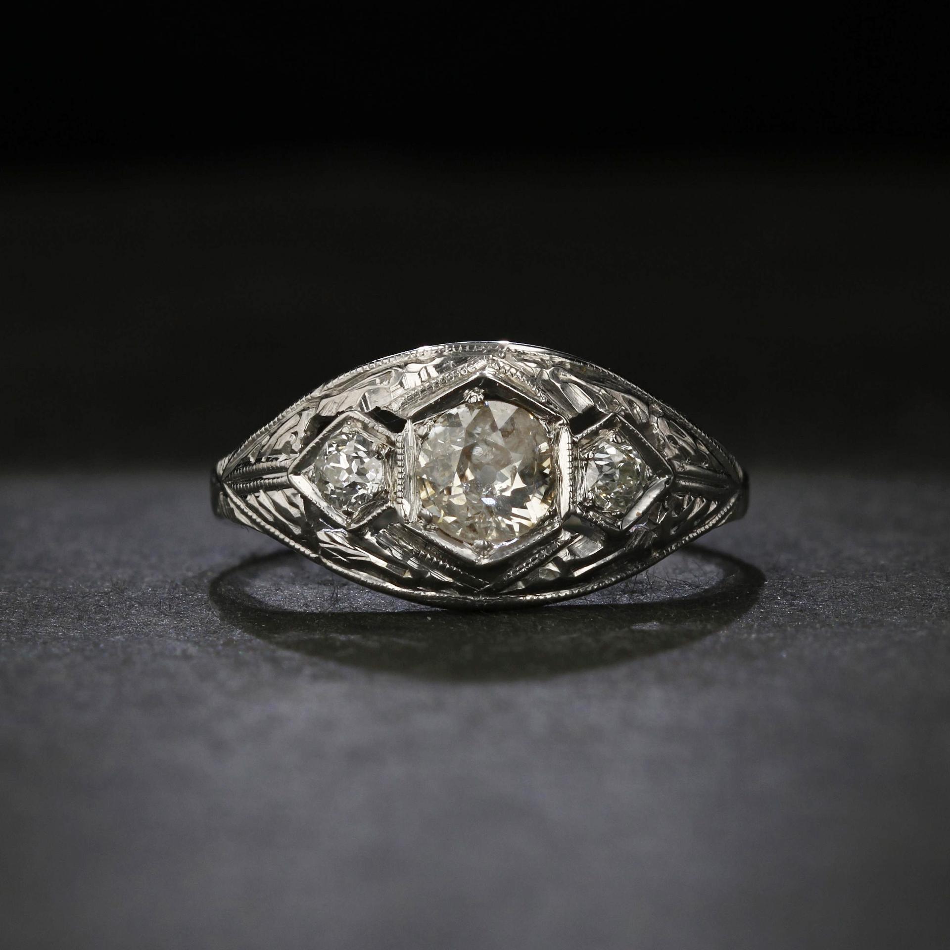 Old Mine Cut Antique Old Mine-Cut Diamond Engagement Ring