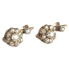 Antique Old Mine Cut Diamond Floral Earrings