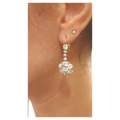 “Antique Art Deco Old Mine Cut Diamond Cluster Earrings, 7 Carats, 1910”