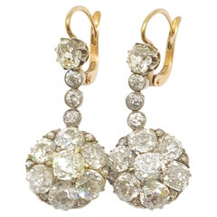 Antique Old Mine Cut Diamond Gold Earrings
