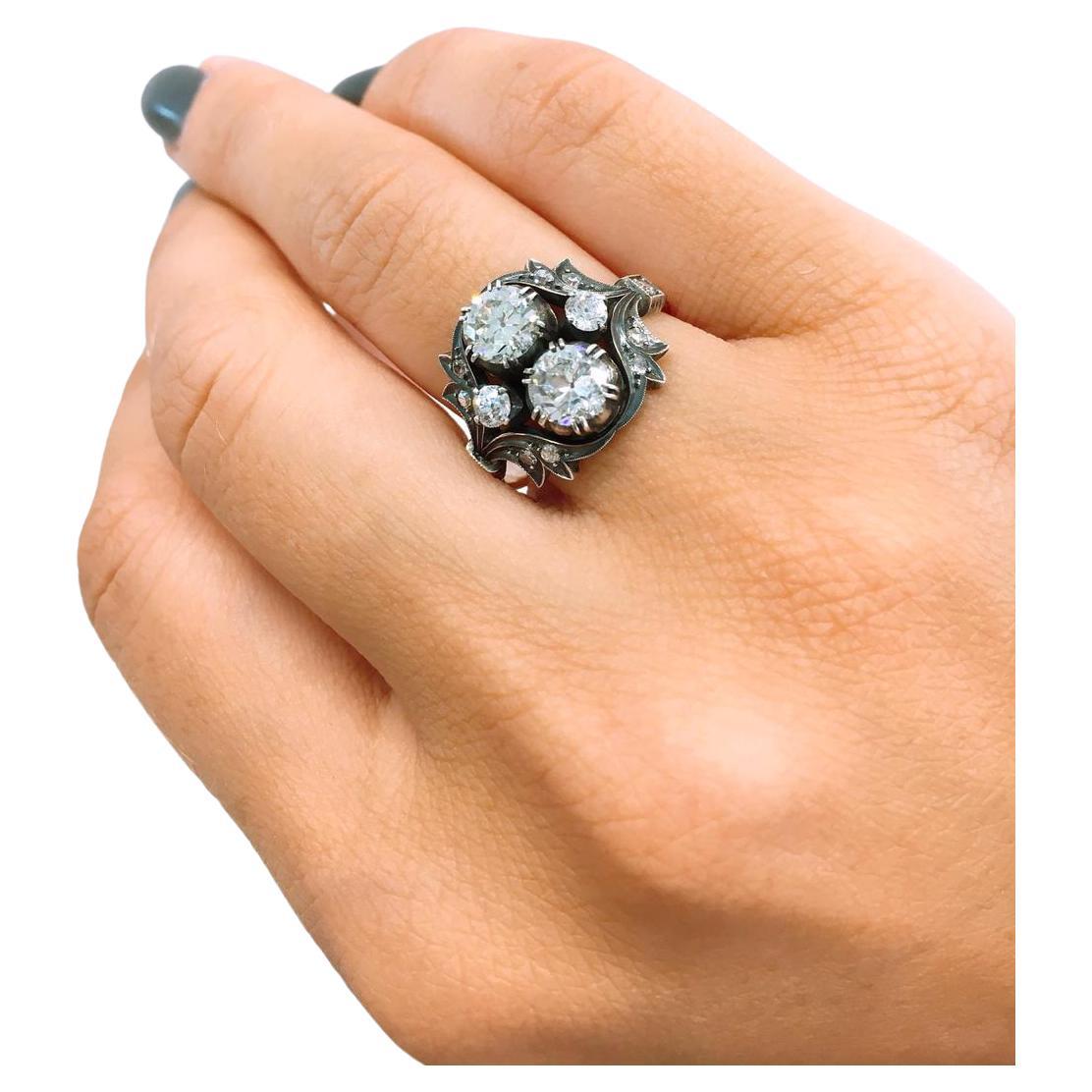 Taglio vecchia miniera Anello d'oro con diamante antico taglio mine