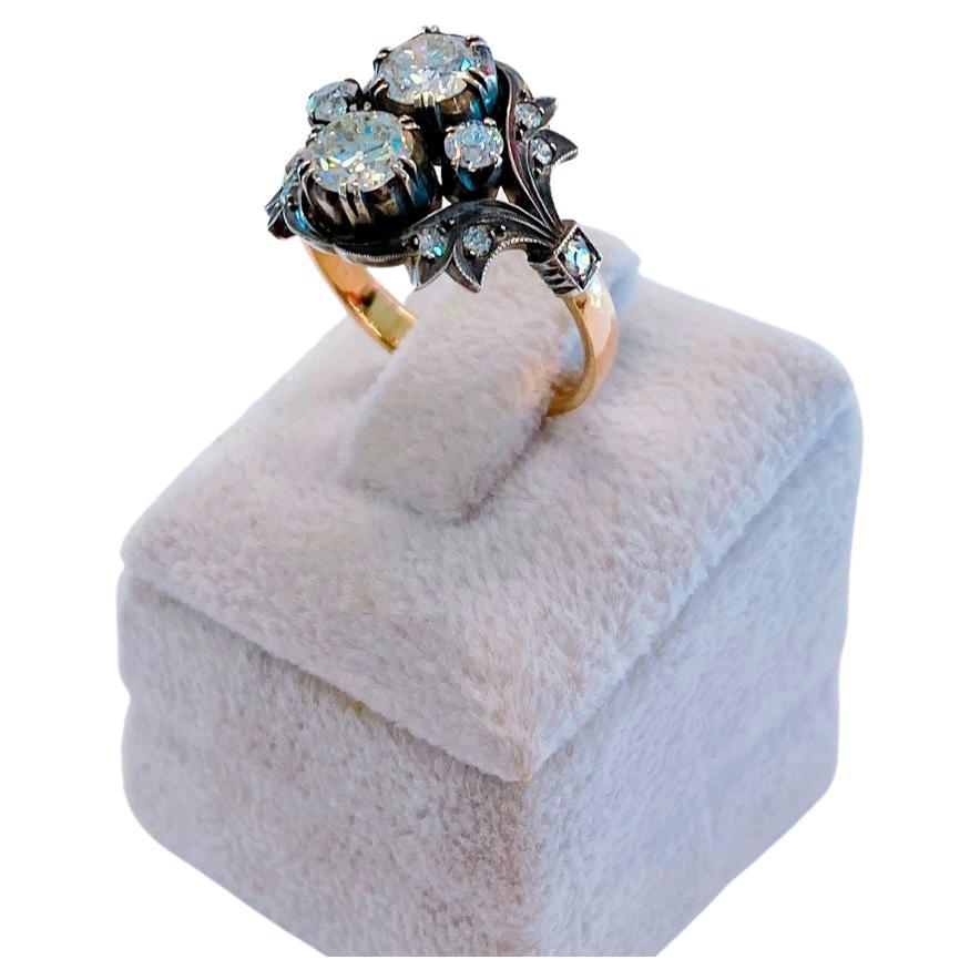 Donna Anello d'oro con diamante antico taglio mine