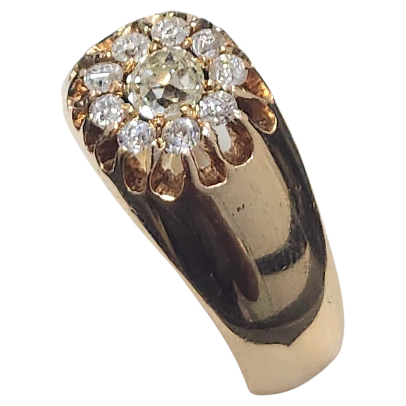 Antique Old Mine Cut Diamond Gold Ring For Sale 1