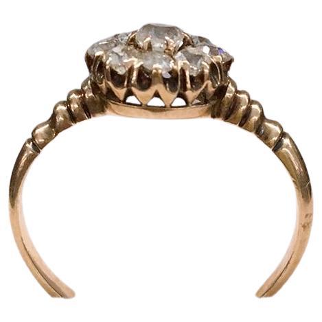 Antiguo Anillo de Oro con Diamantes talla Mina Antiguo 2