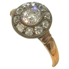 Antique Old Mine Cut Diamond Gold Solitaire Ring
